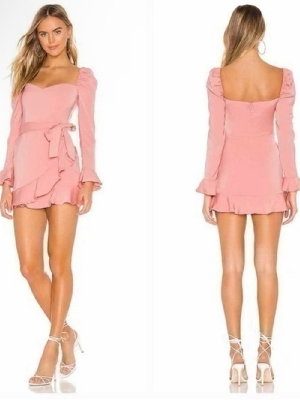 Revolve More To Come Khloe Ruffle Sleeve Mini Dress in Blush Pink XS